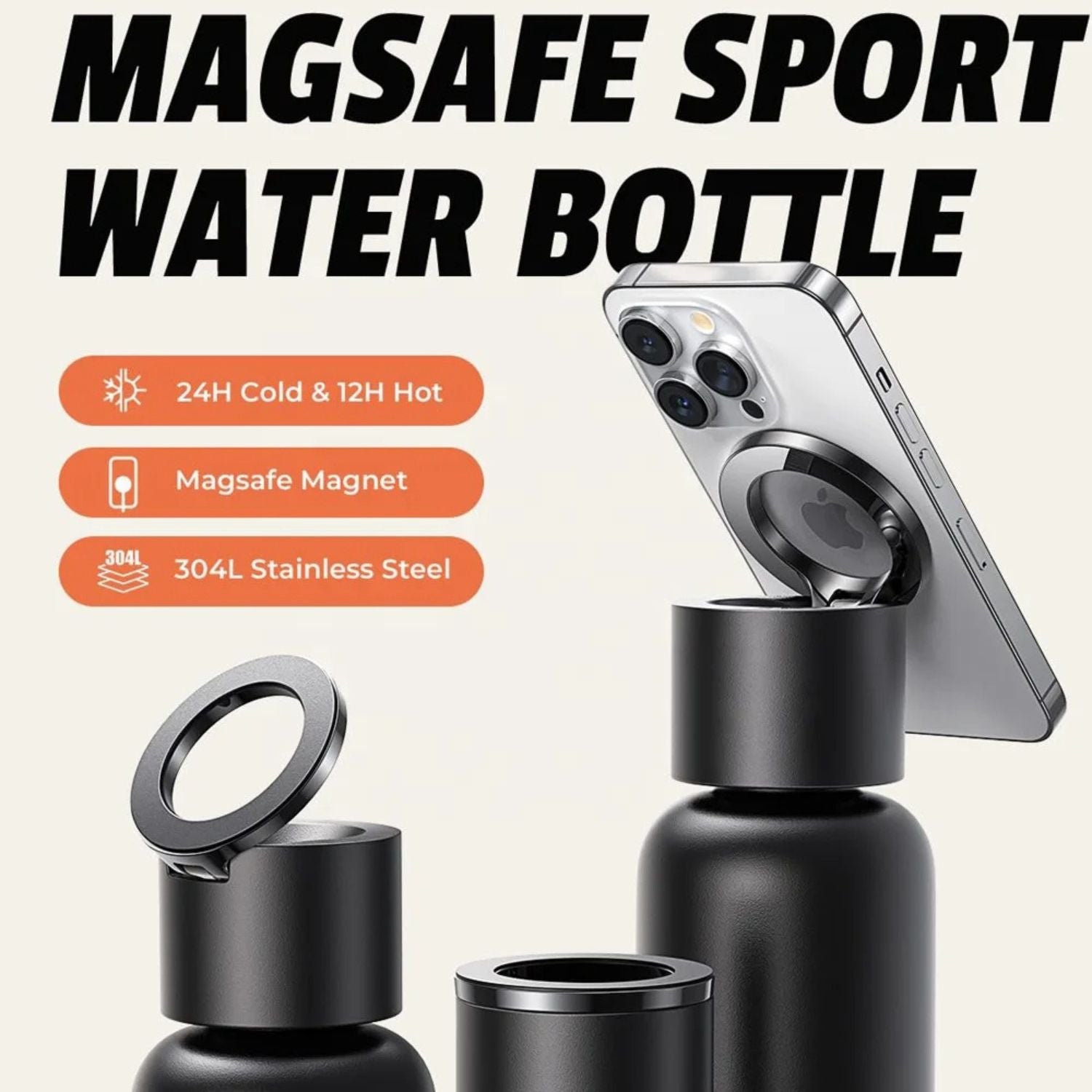 Magnetic Water Bottle & Phone Holder